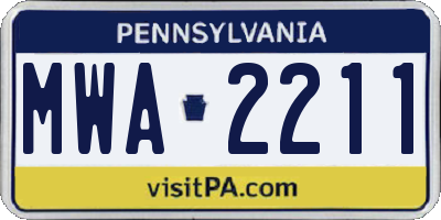 PA license plate MWA2211