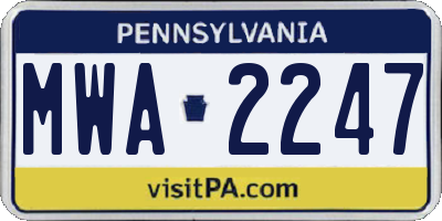 PA license plate MWA2247