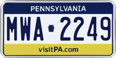 PA license plate MWA2249