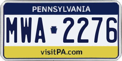 PA license plate MWA2276