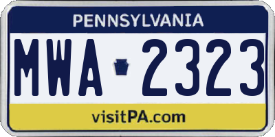 PA license plate MWA2323