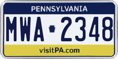 PA license plate MWA2348