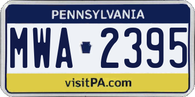 PA license plate MWA2395