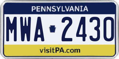 PA license plate MWA2430