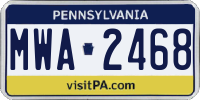 PA license plate MWA2468