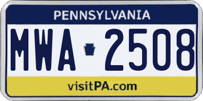 PA license plate MWA2508