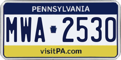 PA license plate MWA2530