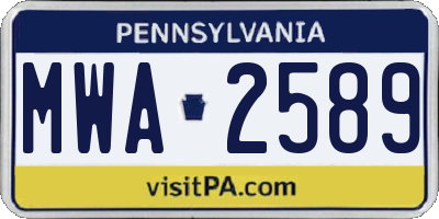 PA license plate MWA2589