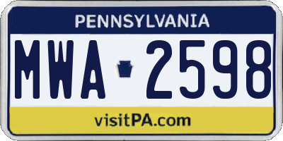 PA license plate MWA2598