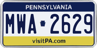 PA license plate MWA2629