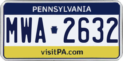 PA license plate MWA2632
