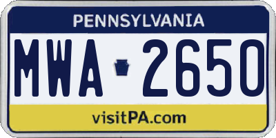 PA license plate MWA2650