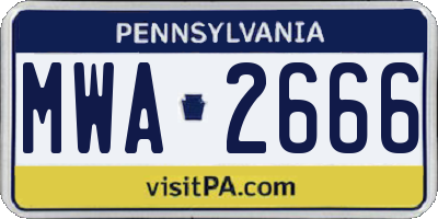 PA license plate MWA2666