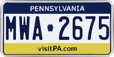 PA license plate MWA2675