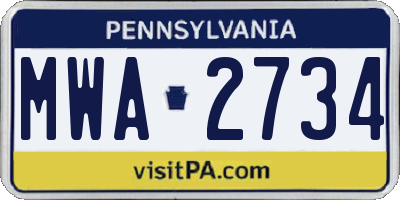 PA license plate MWA2734