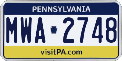 PA license plate MWA2748