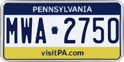 PA license plate MWA2750