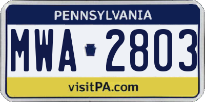 PA license plate MWA2803