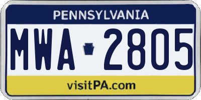 PA license plate MWA2805