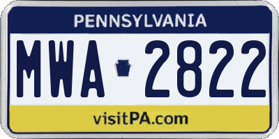 PA license plate MWA2822