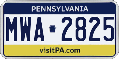 PA license plate MWA2825