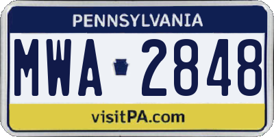 PA license plate MWA2848