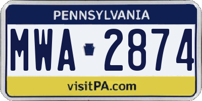 PA license plate MWA2874