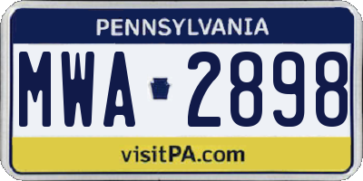 PA license plate MWA2898