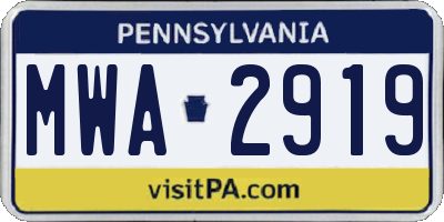 PA license plate MWA2919
