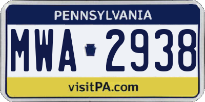 PA license plate MWA2938