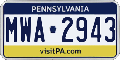 PA license plate MWA2943