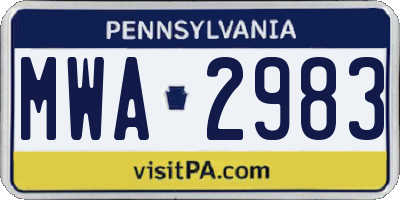 PA license plate MWA2983