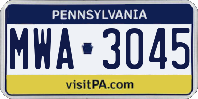 PA license plate MWA3045
