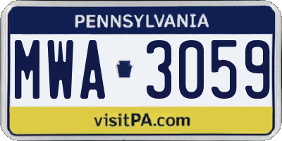 PA license plate MWA3059