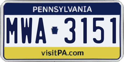 PA license plate MWA3151