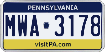 PA license plate MWA3178