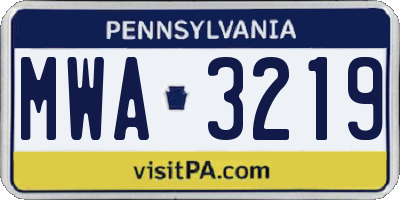 PA license plate MWA3219