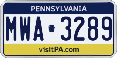 PA license plate MWA3289