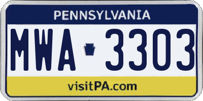 PA license plate MWA3303