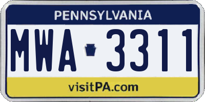 PA license plate MWA3311