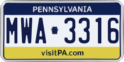 PA license plate MWA3316