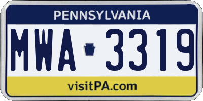 PA license plate MWA3319