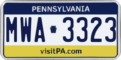 PA license plate MWA3323
