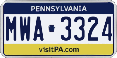 PA license plate MWA3324