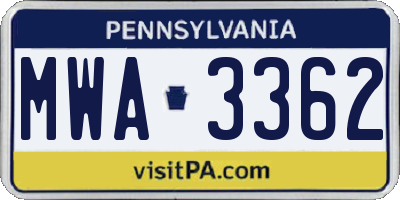 PA license plate MWA3362