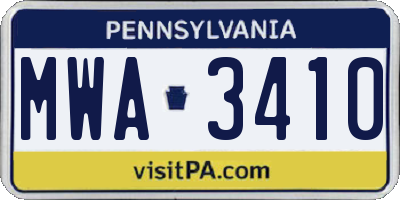 PA license plate MWA3410