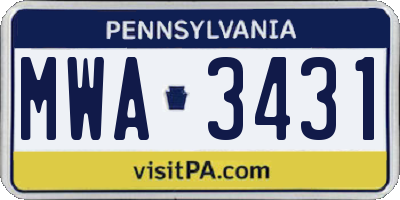 PA license plate MWA3431