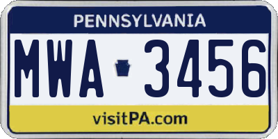 PA license plate MWA3456