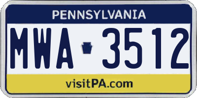 PA license plate MWA3512