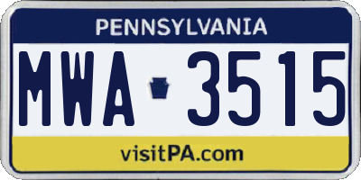 PA license plate MWA3515